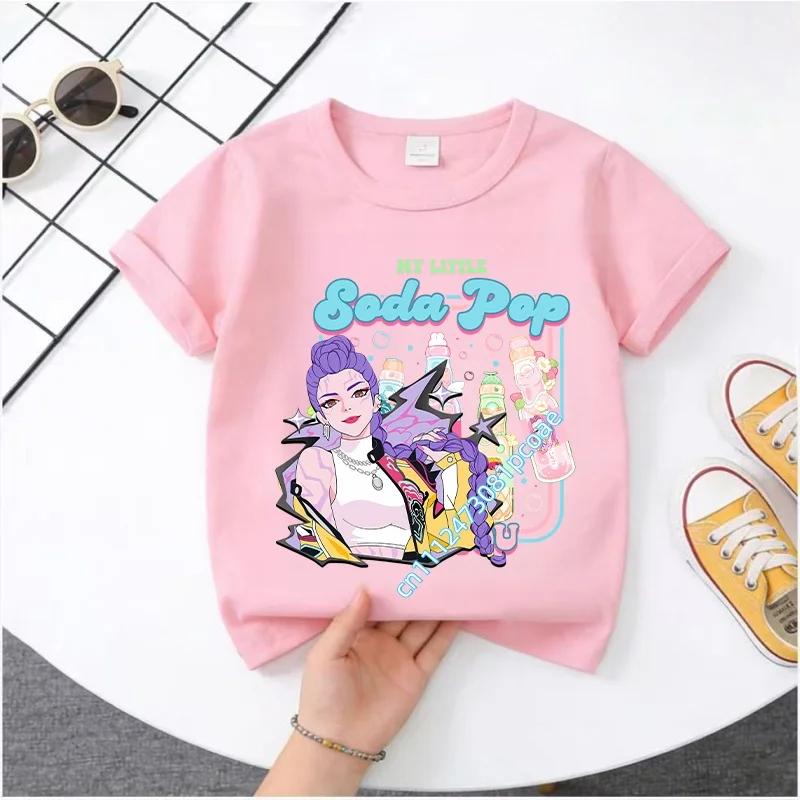 2026 Summer Kpop Demon Hunters T Shirt Kids Cartoon Anime Meme 2026 Print Clothes Round Neck Basic Boys Tops Casual Shirts Gift
