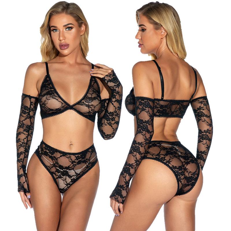 Sexy Dessous, Rüschen, erotisches Tanktop, Nachtwäsche, ausgehöhlt, transparentes Netz, langärmelige, lockere BH-Tops, abgeschnitten, exotische Bekleidung
