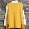Spring and Autumn Korean Version of The V-neck Solid Color Knit Sweater Vest Women Loose Pullover Hem Fringed Waistcoat