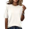 Dames casual shirt met ronde hals en korte mouwen