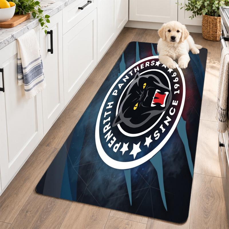Flannel Kitchen Mat Penrith Panthers Soft Area Rug Non Slip Floor Carpet Home Decoration