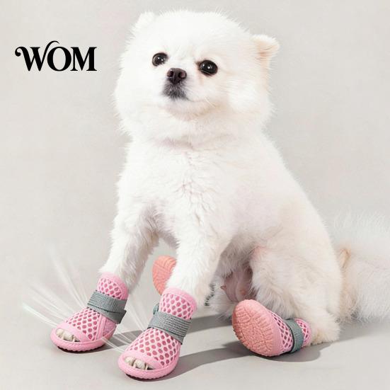 Water Resistant Dog Sneakers 4Pcs Shoes for Hot Pavement, Breathable Mesh Boots, Summer Paw Protectors with Non-slip Soles Small Medium Dogs