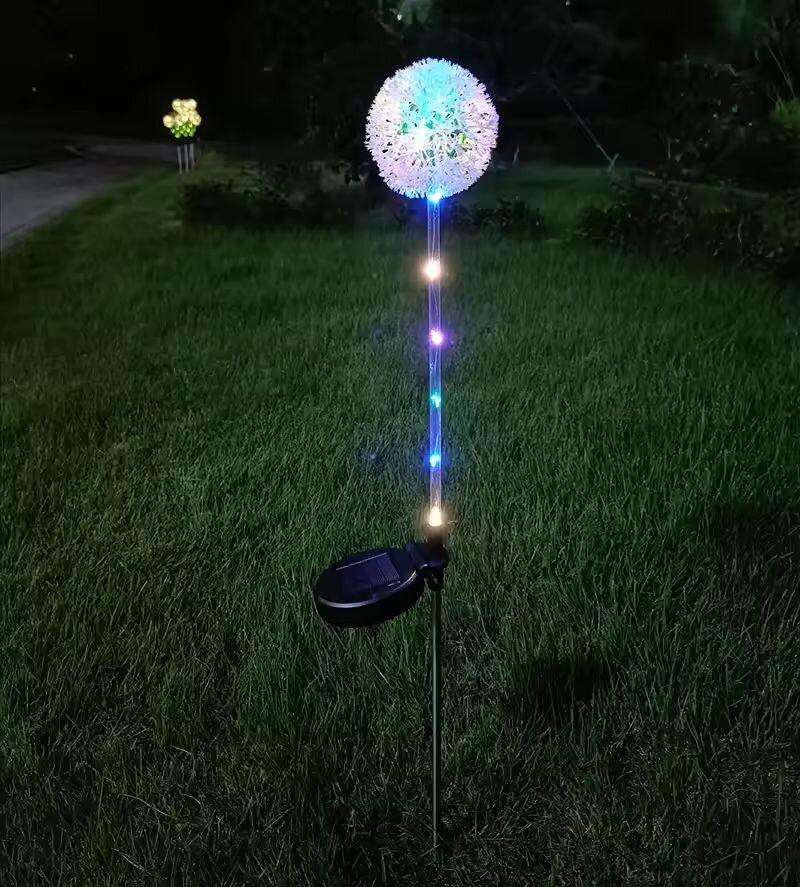 1PC 1-Head Solar LED Dandelion Light,Outdoor Decorative Lights,Artificial Flower Landscape Lighting For Garden,Lawn,Yard,Pathway