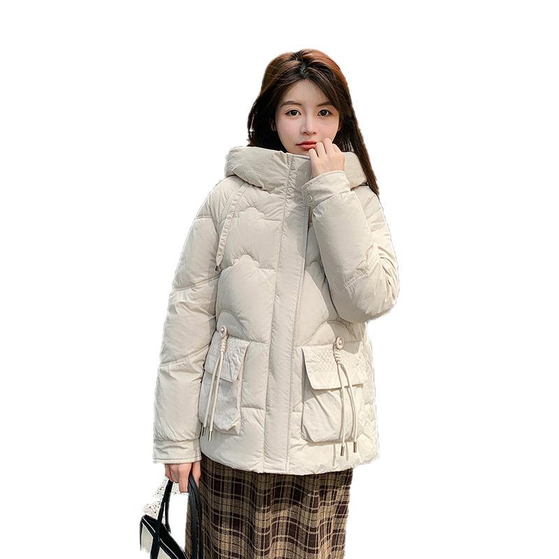 Women's Windproof Lightweight Fluffy Hooded Warm Cold Loose Short Section Casual Sports High Quality Fabric Jacket Cotton Jacket Coat
