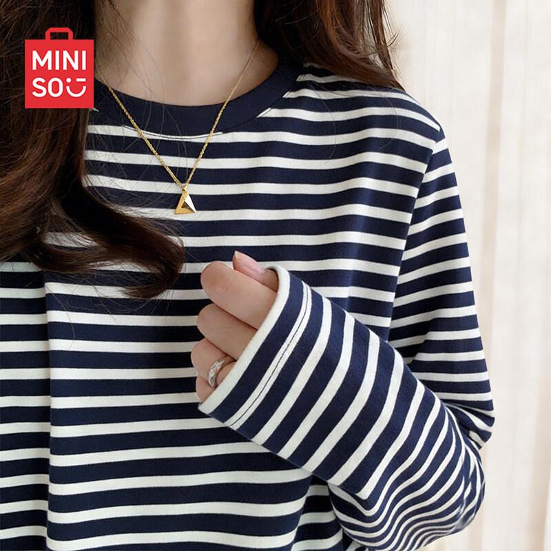 MINISO Women's Striped Cotton Long-Sleeve T-Shirt