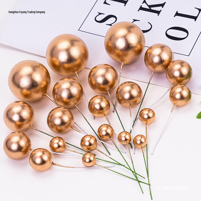 100pcs Cake Toppers: Gold, Silver, and Colorful Balls for Birthday Party Decorations