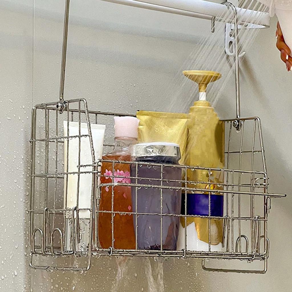 ABBP-Multifunctional Organizer Stainless Steel Storage Basket Portable Bathroom Hanging Shampoo/Toilet Roll Basket