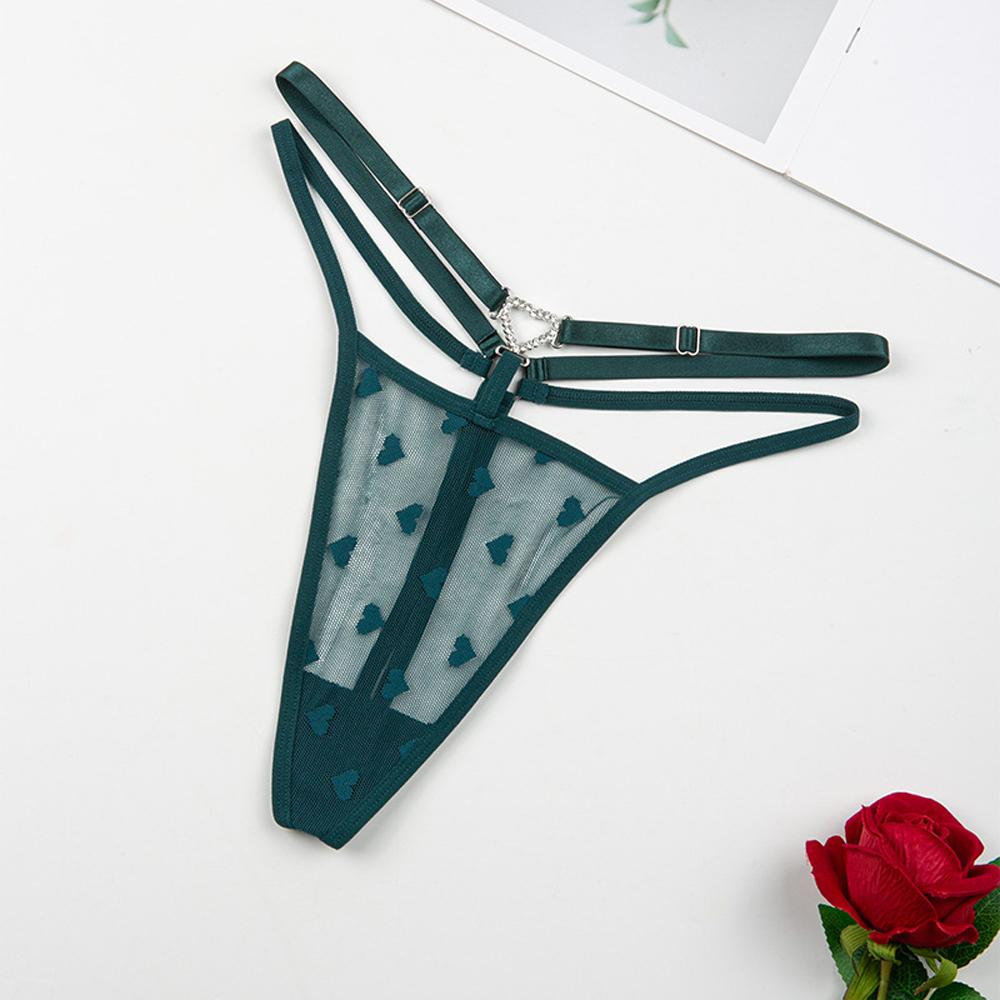 Women's Thong Sexy With  Adjustable Waistband Embroidered Heart Pattern Diamond Buckle Comfortable Underwear