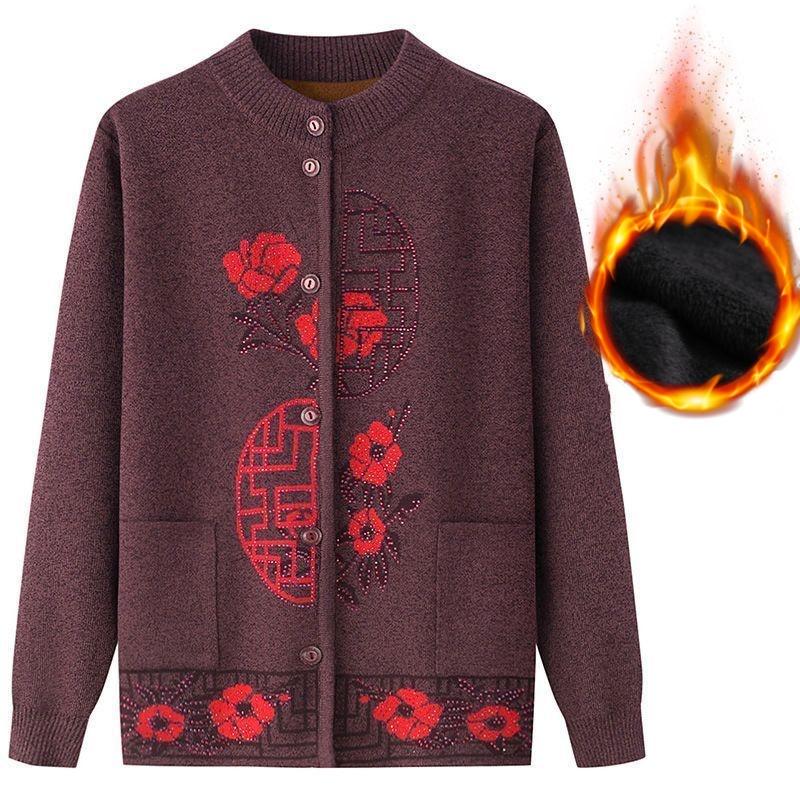 Women's Winter Sweater Jacket Plus Velvet Sweater Clothes Warm Cardigan Top