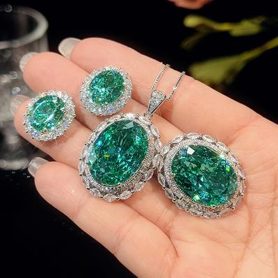Jewelry Copper Bottom Gold-Plated Simulation Bird'S Nest Chepala Green Temperament Set 15 * 20-10 * 12