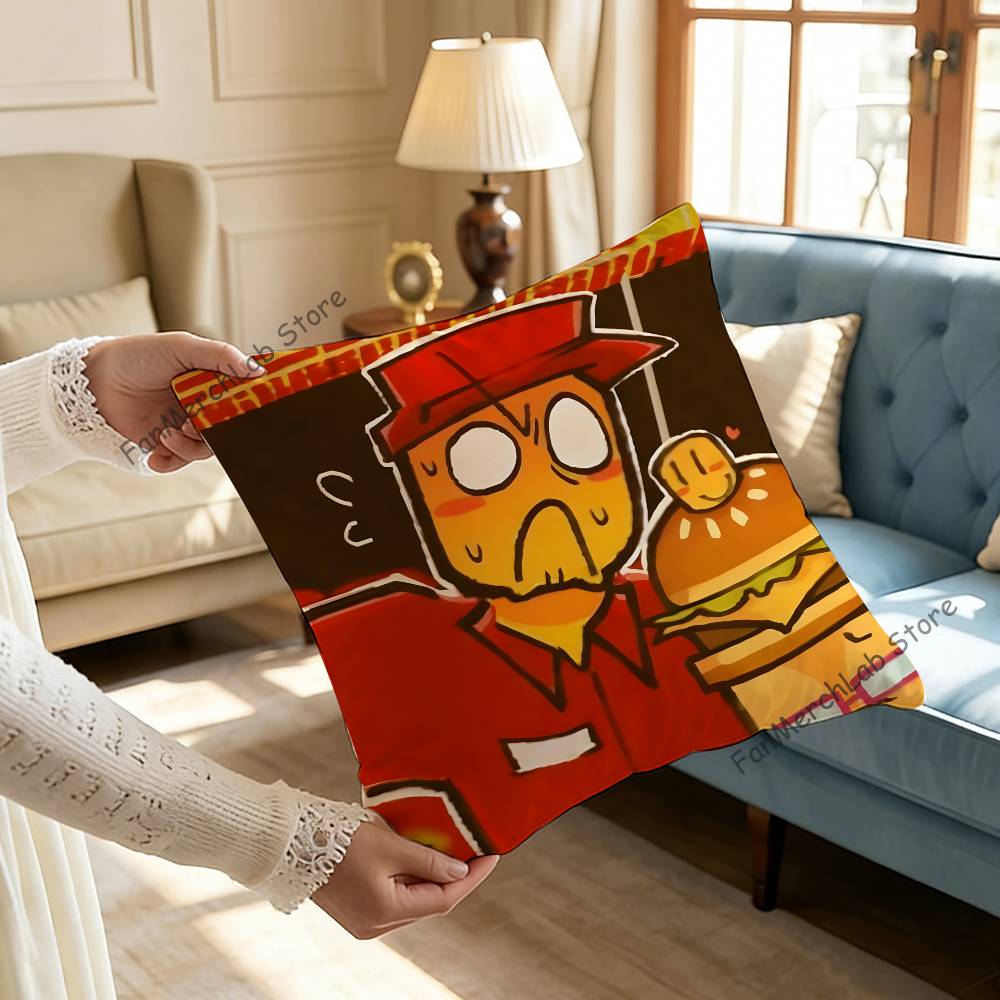 EElliot Anime Pizza Pillow Covers Cartoon Sofa Decorative Home Doublesided Printing Short Plush Cute Cushion Cover