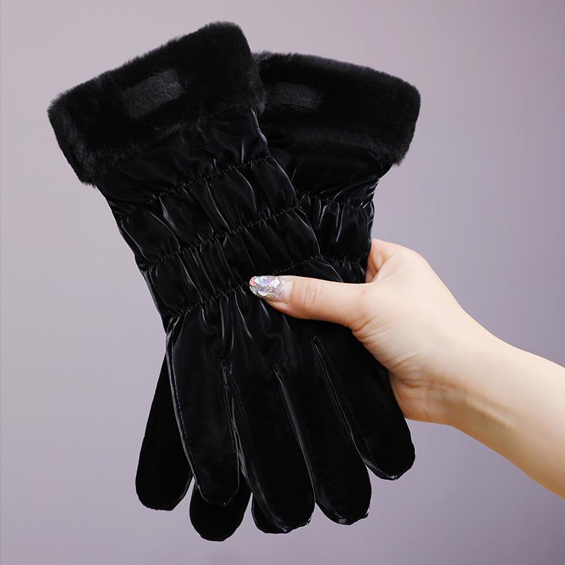 

Женские зимние велосипедные перчатки с флисовой подкладкой - корейский стиль, милые, теплые, водоотталкивающие для использования на открытом воздухе One Size