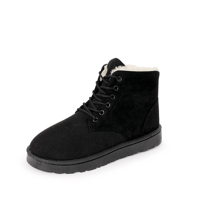 Autumn and Winter Students Snow Boots Women's Short Boots Short Thermal Boots Lace-up Flat Heel Cotton Shoes Direct Supply