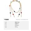 Mei Mary Used Red, Green, and Blue Colorful Bead Gemstone Long Necklace - Multi-layered Gemstone Vintage Waist Chain