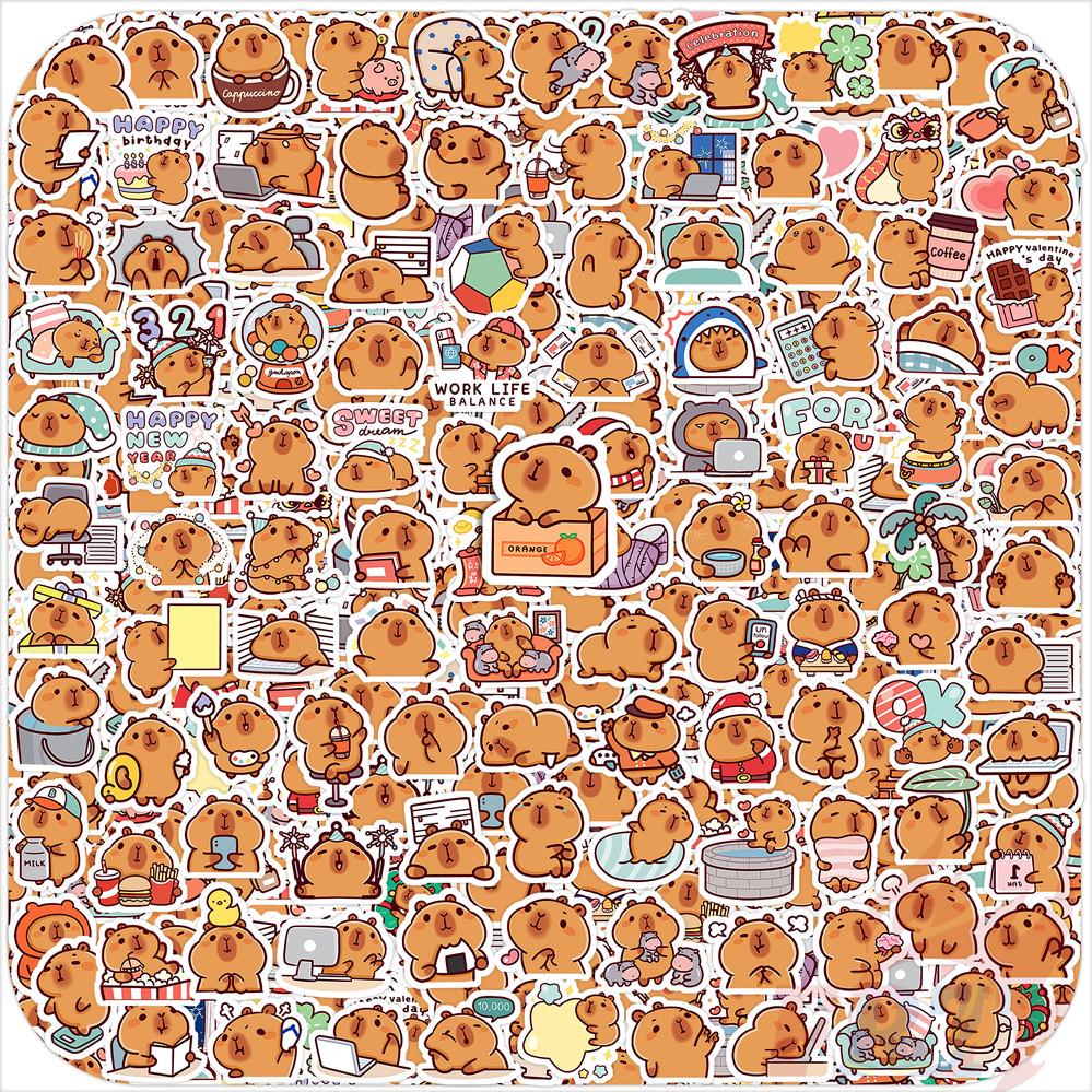 125Pcs/Set Capybara Q-3 Mini Diary Manual Stickers DIY Scrapbooks Album Decor Decals Stickers