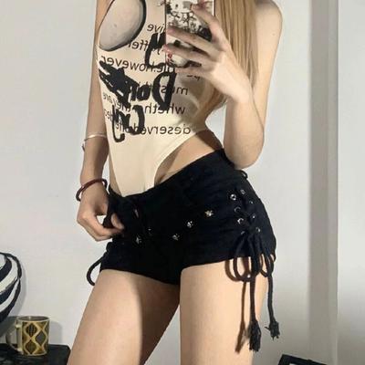 Sexy Bandage Džínsové šortky Dámske Retro Harajuku Streetwear Punk Gotické Študentské šortky Jar Letná Móda