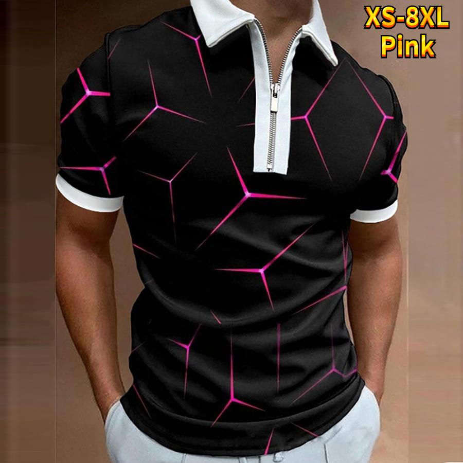 

Мужская рубашка поло повседневная на молнии с коротким рукавом модная повседневная на молнии летняя весенняя рубашка стандартного кроя с 3D-фрагментами 6XL