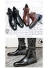 Men's Large Size Autumn-Winter Patchwork Leather Ankle Boots - European American Fashion Slip-On, British Business Formal Style, Size 48