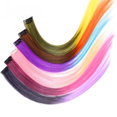 Clip In One Pieces Hair Extensions Straight Ombre Purple Blue Pink Extension Hair Women Synthetic False Fake Hair