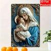 Religious Virgin Mary and Baby Jesus D Effect Vintage Metal Tin Sign Wall Decor