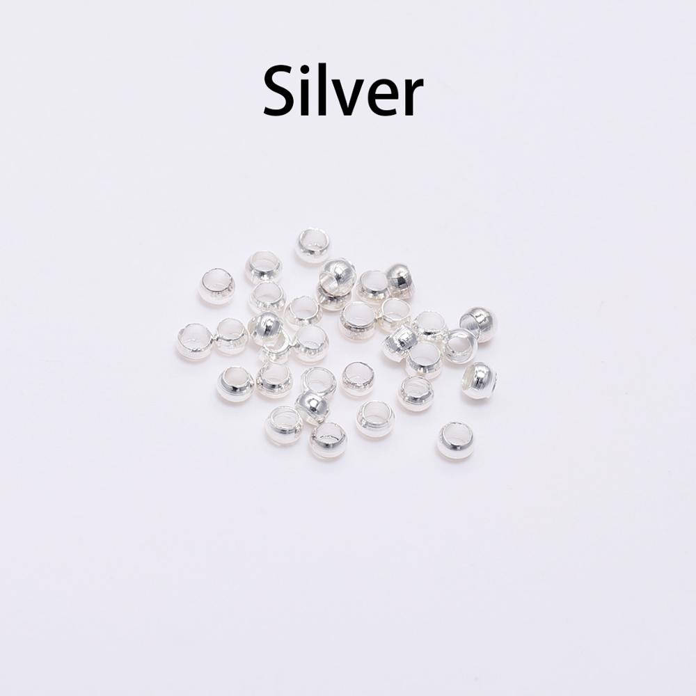 

500pcs/lot Gold Silver Copper Ball Crimp End Beads Dia 1.5-3mm Stopper Spacer Beads For DIY Jewelry Making Supplies Accessories 1.5mm