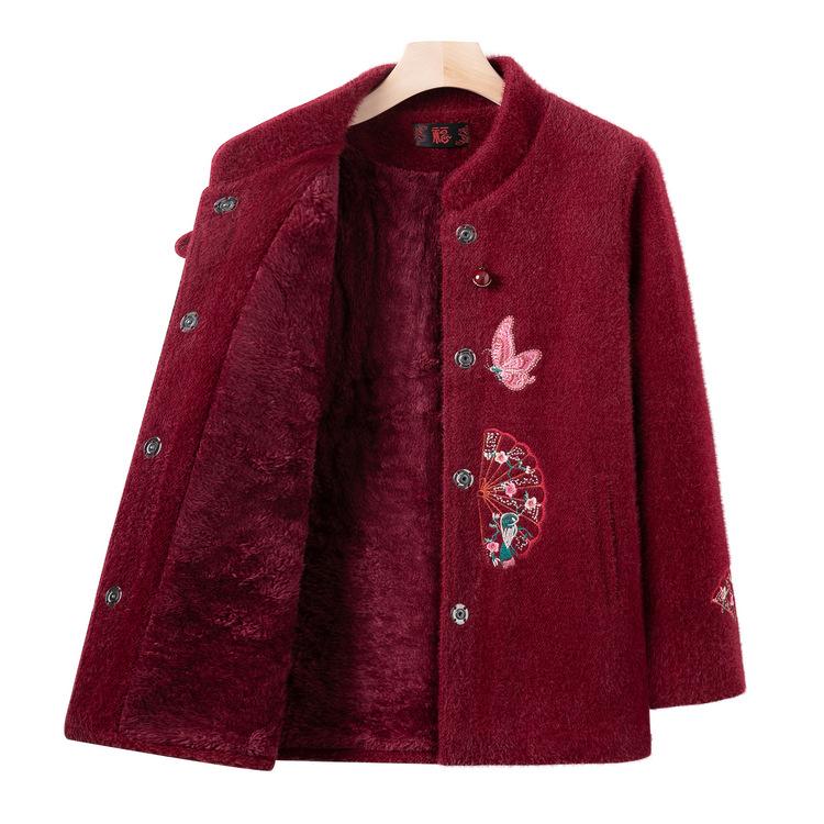 

Пальто для бабушки на осень и зиму, высококачественный костюм Тан для женщин среднего и пожилого возраста, 60 лет, 70, зимняя одежда для мамы, одежда с бархатом для богатой жены 5XL