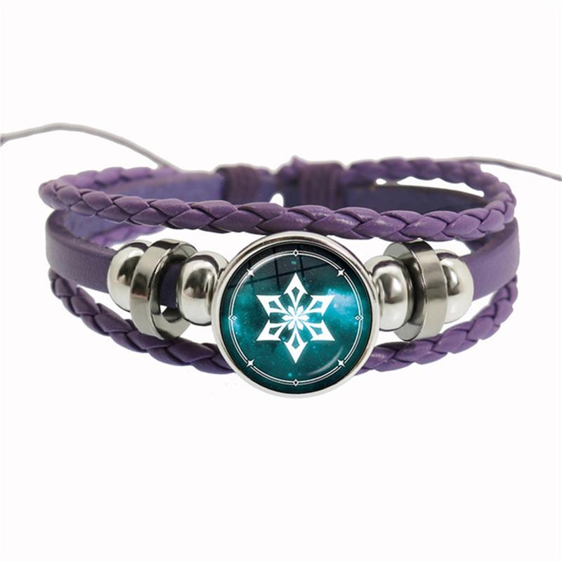 Genshin Impact Spiel Cosplay Requisite Auge Gottes Wasser Wind Donner Feuer Gestein Eis Element Lila Armband Schmuck Fans Geschenk