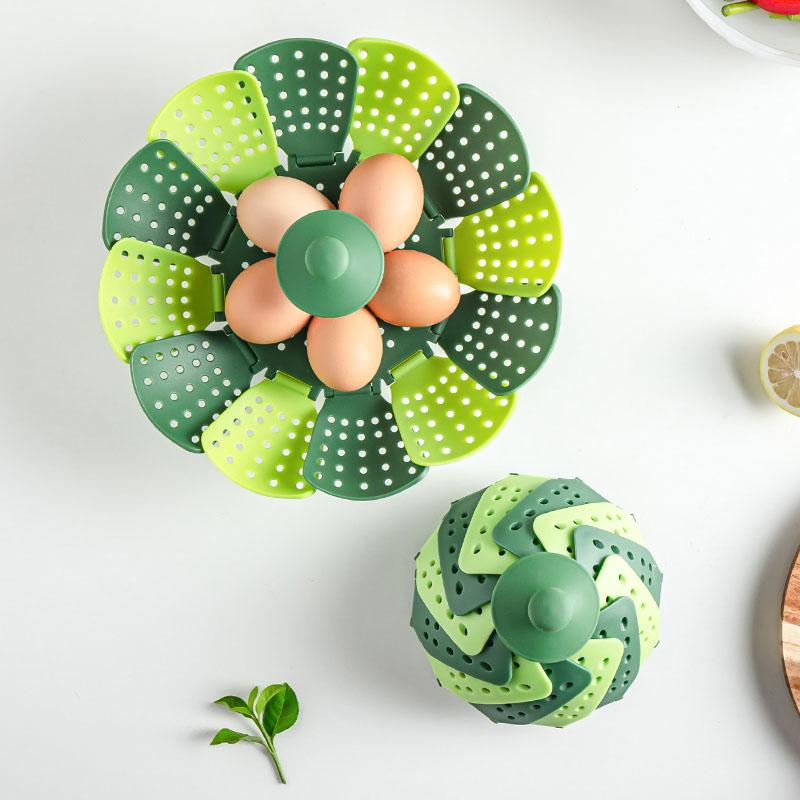 Plastic Folding Lotus Steamer Food Grade Steaming Rack Fruit Baskets Kitchen Storage Racks Vegetable Vapor Cooker Dish Cookware