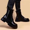 Stivali Martin in morbida pelle da uomo 2025 inverno nuovi scarpe alte stivali da lavoro tendenza uomo stile britannico stivali in pelle da uomo a 8 occhielli