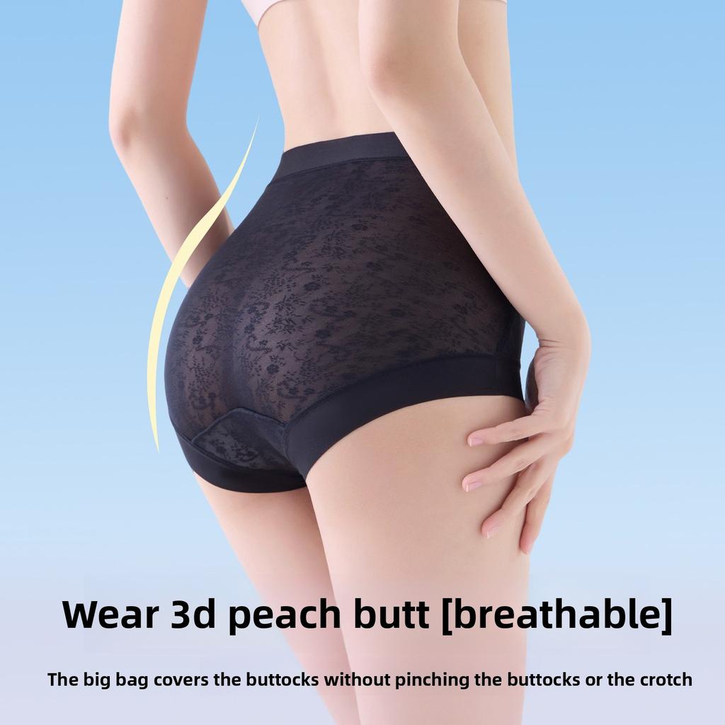 Damen Frühling und Sommer Neu Sexy Spitze Maulbeerseide Antibakteriell Hohe Taille Bauch Kratzfrei Form Dreieck Panties