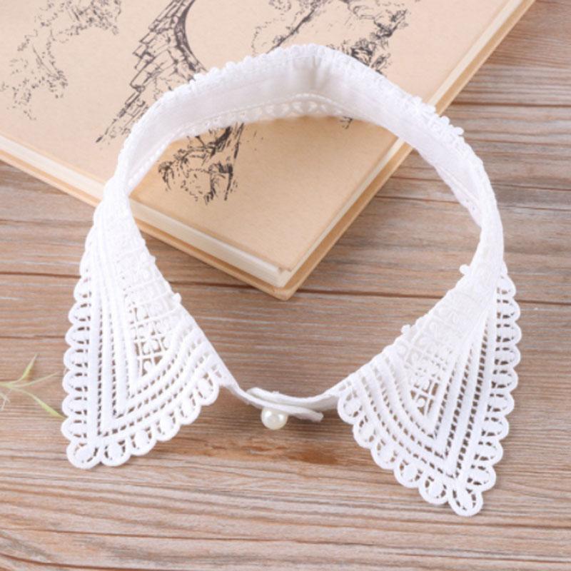 White Fake Collar Women Elegant Diamond Detachable Collars for Women False Shawl Shoulder Wrap Lapel False Collars Woman Tie