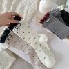 Woman Socks New Dots Cute Frilly Casual Long Socks For Women Breathable Preppy Style Ladies Novelties Socks Cotton Soft Comfy