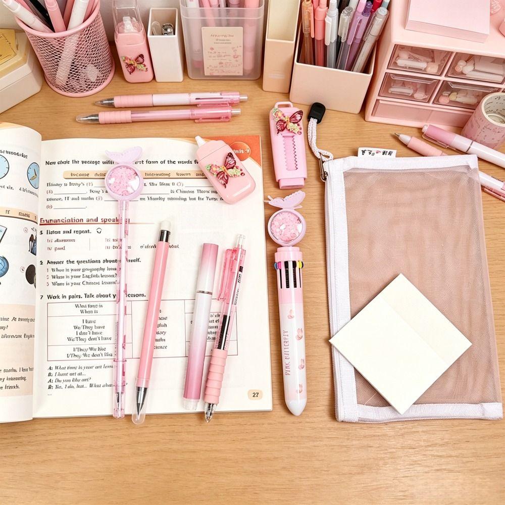 10pcs/Set Butterfly Series Writing Tool Kit Plastic Gel Pens Correction Tape  Children's Day Gifts