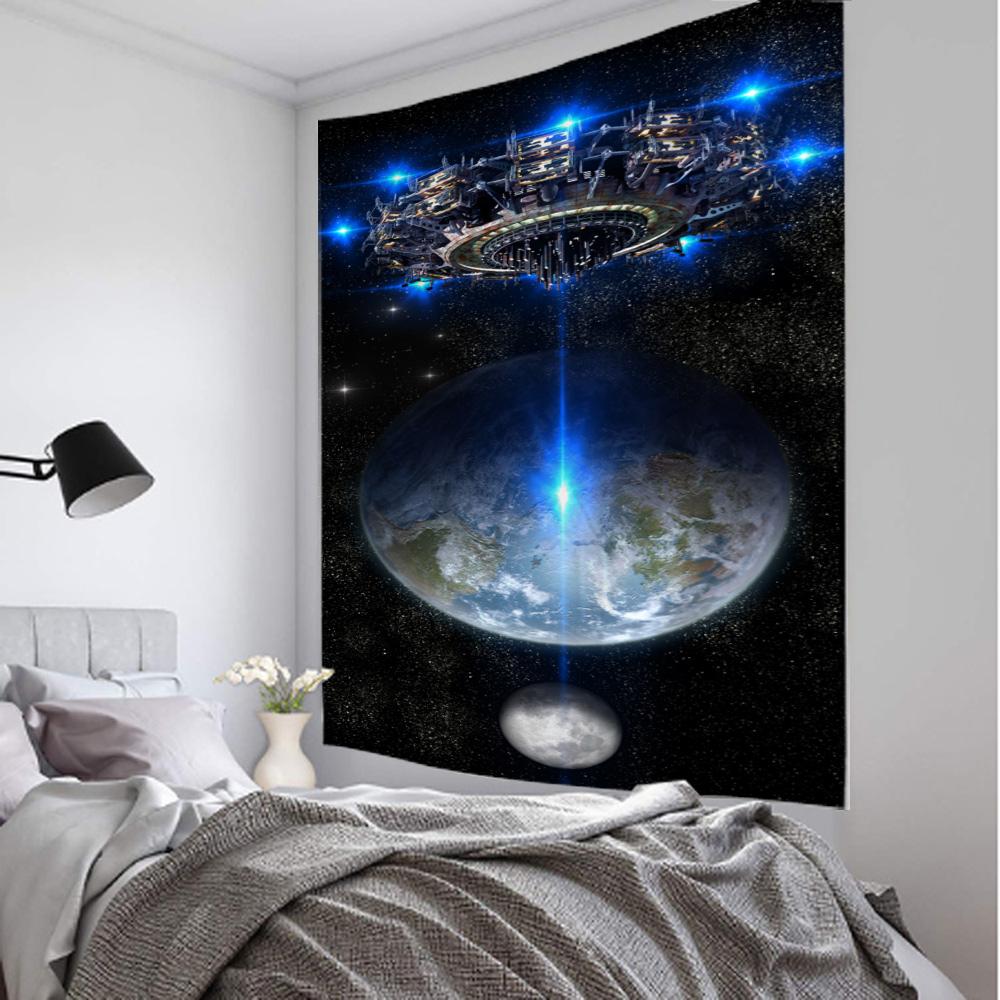 Mysterious Spaceship Tapestry Hanging Exoplanets Dorm Dormitory Star Universe Bedroom Living Room Home Decor