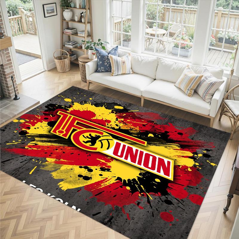 Union Berlin FC Design Kristall Samt Teppich Gemütlich Non?Rutschfester Teppich mit Aufdruck für Schlafzimmer Wohnzimmer Eingang