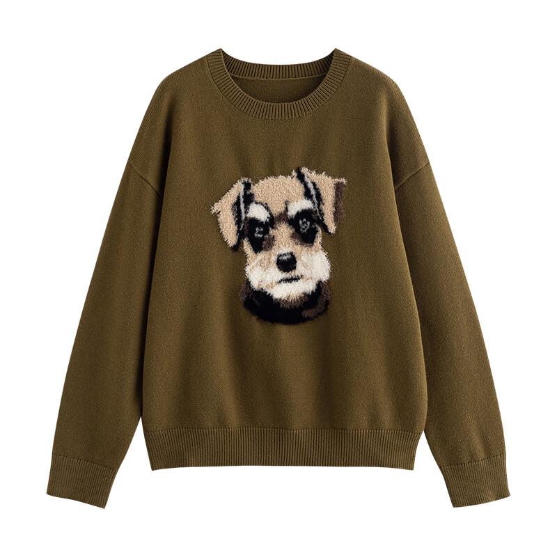 Chuyu Women's Plush Dog Head Knit Sweater