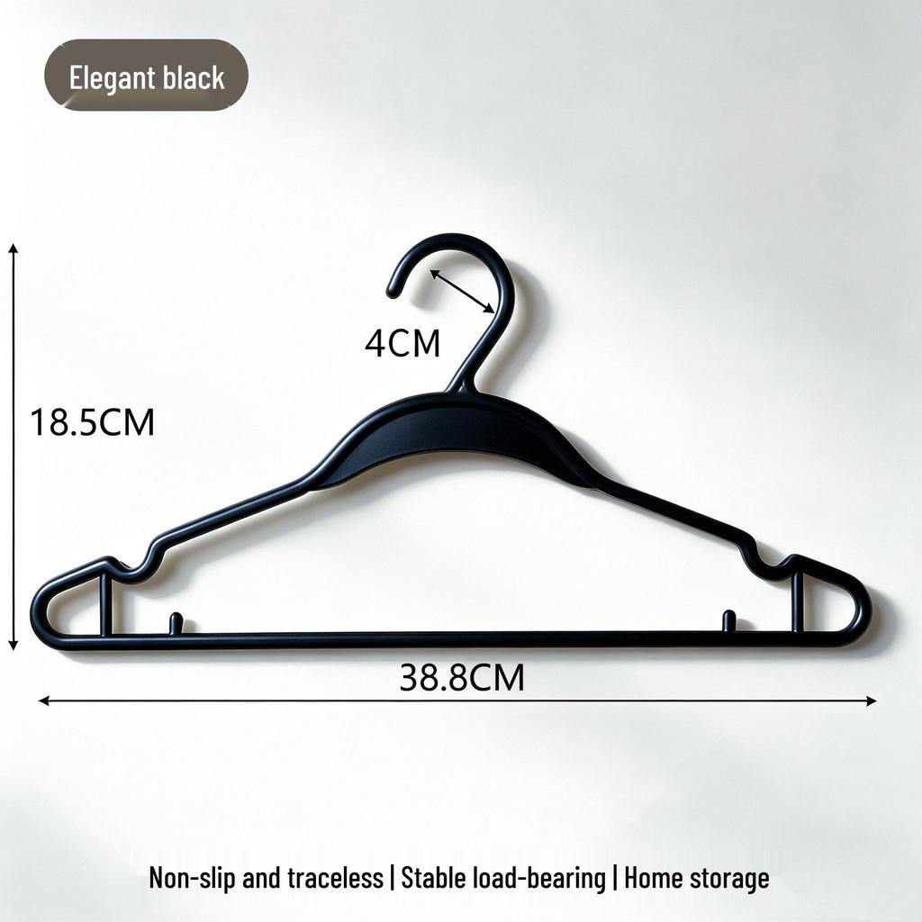 Non-Slip Black Plastic Clothes Hanger for Home Use - Durable and Thickened