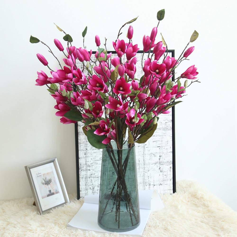 Artificial Fake Flowers Leaf Magnolia Floral Wedding Bouquet Party Home Decor