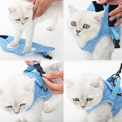 Katzengeschirr, ausbruchsicher, Weste für kleine Katzen und Hunde, mit reflektierendem Riemen, weiches Netz, verstellbare Katzen-Gehjacke für Kätzchen