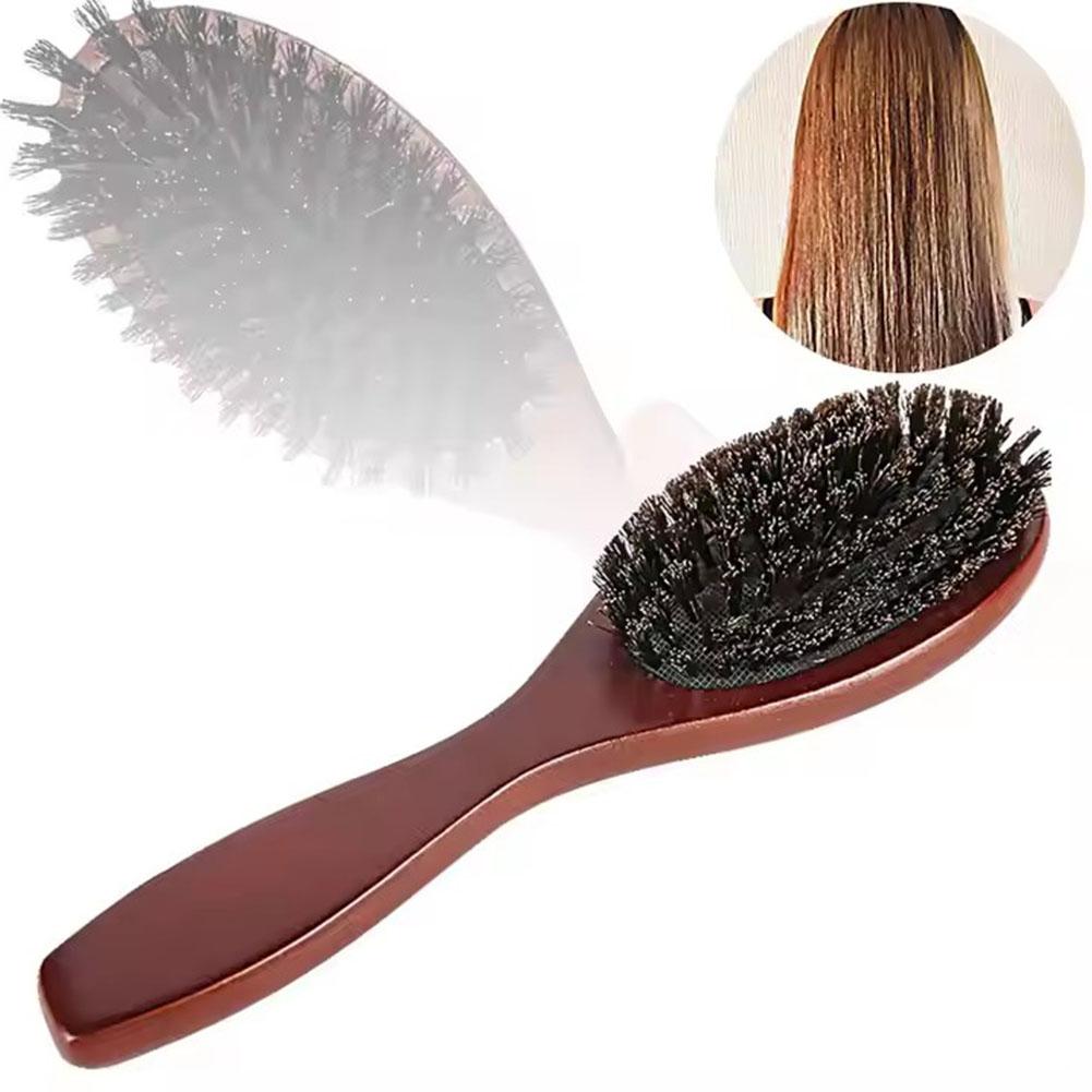 1/2PCS Brand-new Natural Boar Bristle Brush Comb Anti-Static Oval Hairdressing Hair Styly Comb Wood Woman Hairbrush
