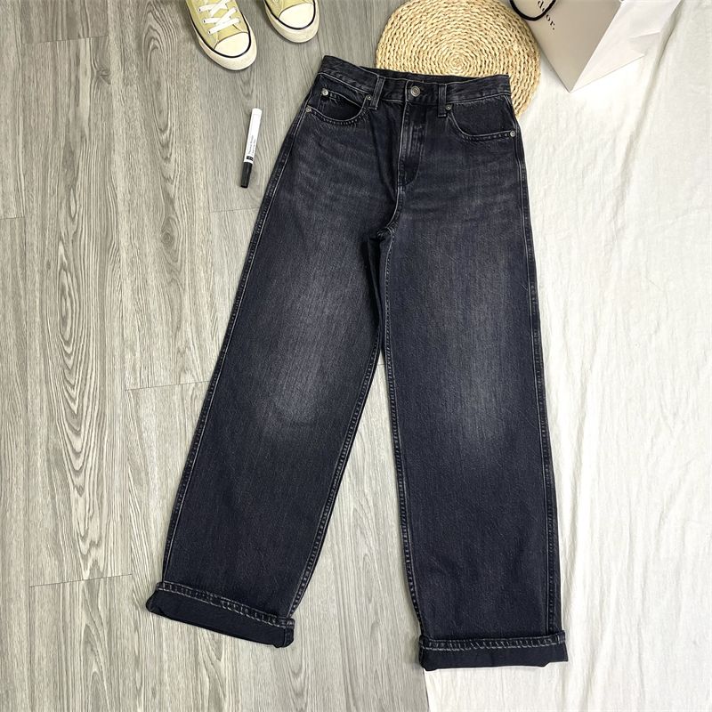 

Cut the Label in the Fitting Room ~ the Small One Feels Wide-Legged! Retro Washed High Waist Loose Straight-leg Denim Women Black EUR29