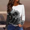Autumn Women's T-shirt 3D Floral Butterfly Print Fashion Long Sleeve Round Neck Regular Tops Holiday Weekend Spring and Autumn Clothing