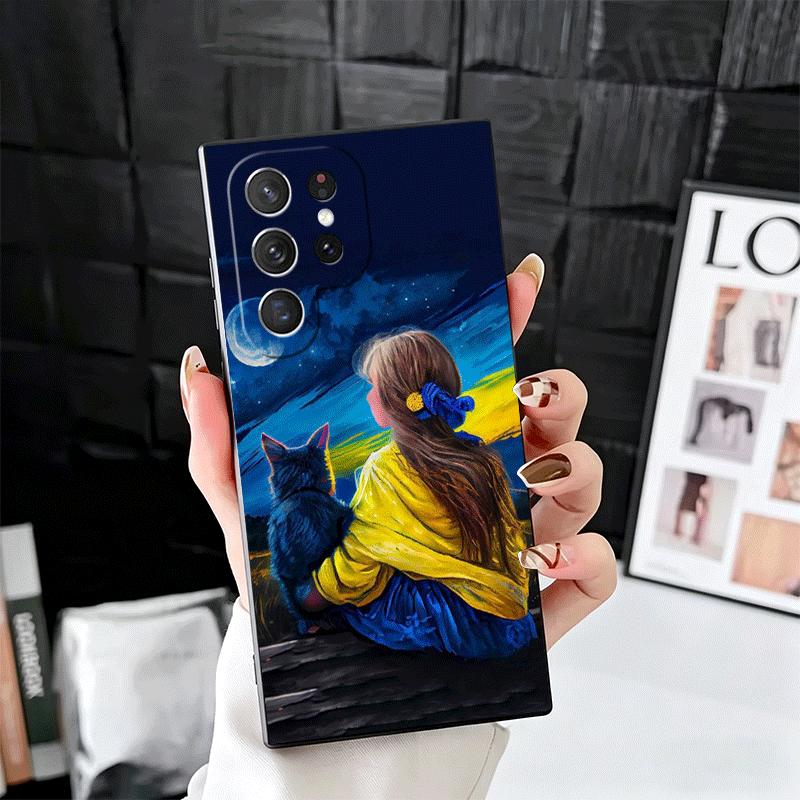 Blue Yellow Ukrainian Girl Soft Phone Case for Samsung Galaxy S26 S25 Edge S24 Ultra S23 Plus S22 S21 FE S20 Black Cover Back Sh
