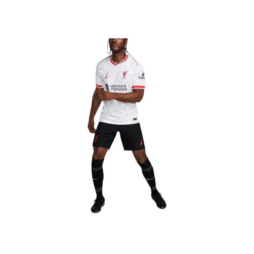 Nike Liverpool FC Dri-FIT ADV Logo Fashion Short Sleeve V-Neck Retro Football Shirt Men Tops White Pure-Platinum Black FQ2013-101