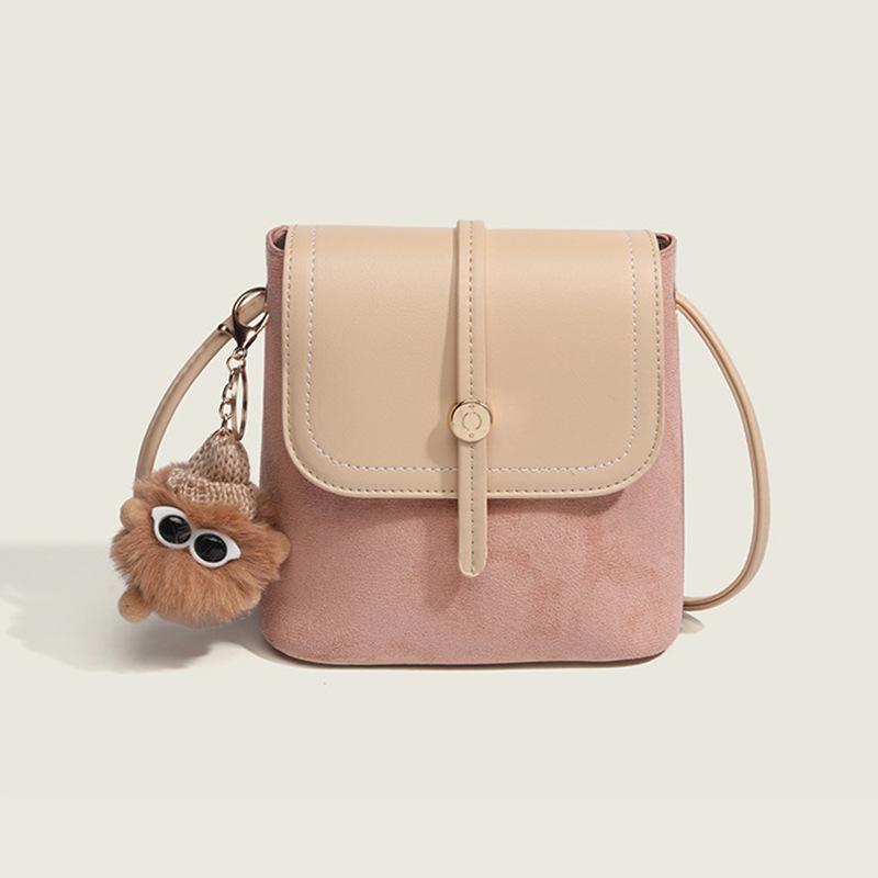 Autumn And Winter Cute Bucket Bag Female Simple Contrasting Color Flip Small Bag Niche High-End Versatile Messenger Mobile Phone Bag