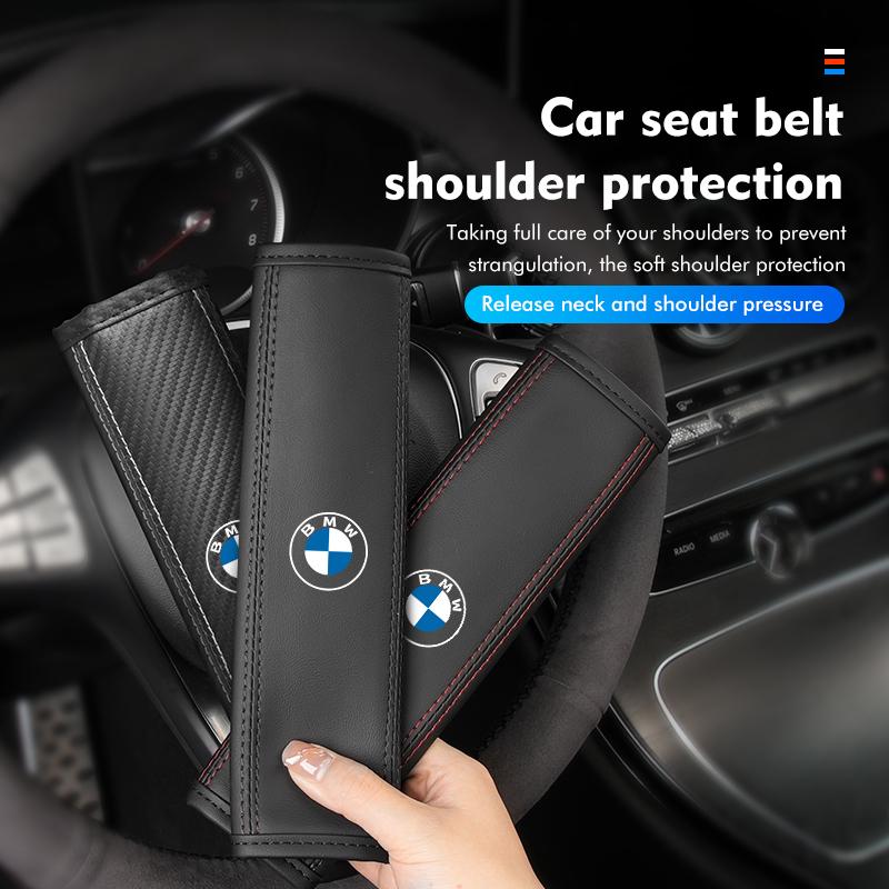 MLKH2 Leather Car Seat Belt Shoulder Cover Protection Accessories For BMW E90 E60 E46 E39 F30 F10 E87 X3 X4 X5 X1 G30 G20