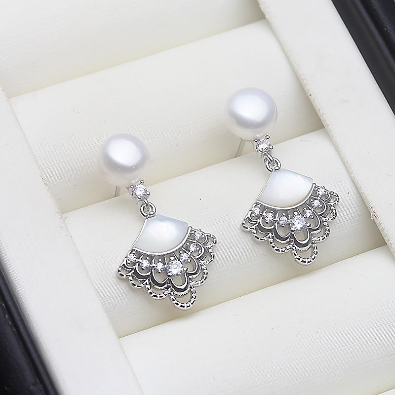 

Genuine Freshwater Natural Pearl Earrings Woman,Silver 925 Stud Earrings With Pearls Wife Anniversary Gift Black White Pink