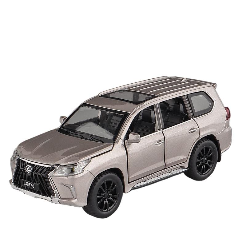 1/32 LEXUS LX570 SUV Alloy Off Road Diecast Metal Model Sound & Light Pull Back Toy Trendy Display Ornament Gift for Boy Collect