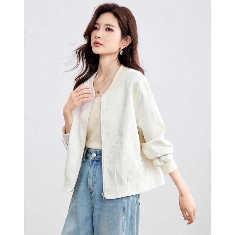 TERRE BLEUE Women's Casual Baseball Collar Short Jacket