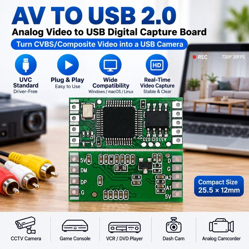 Analogově-digitální převodník s nízkou latencí CVBS na USB Video adaptér CVBS Potřeby pro kamery